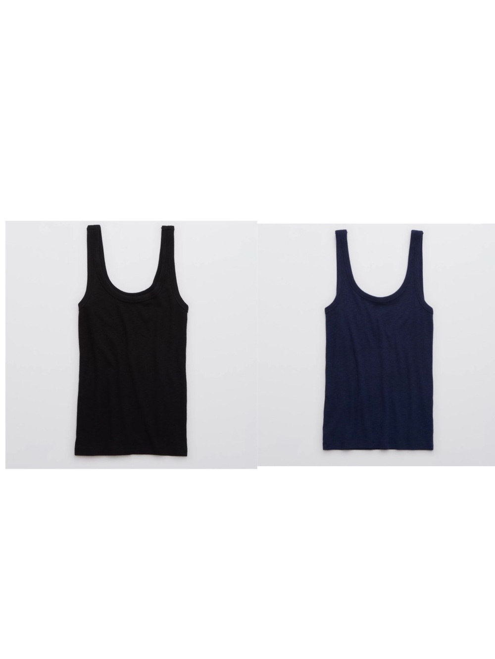 aerie Ribbed Scoop Tank Top - Black & Navy